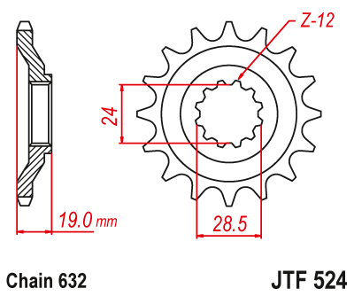Звездочка ведущая JTF524.15 зубьев