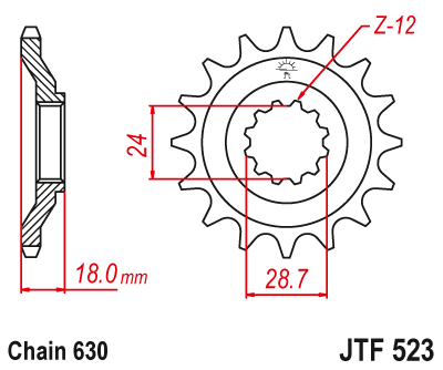Звездочка ведущая JTF523.15 зубьев