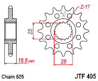 Звездочка ведущая JTF405.19 зубьев