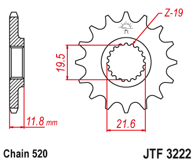 Звездочка ведущая JTF3222.11 зубьев - фото 1 - id-p88881220