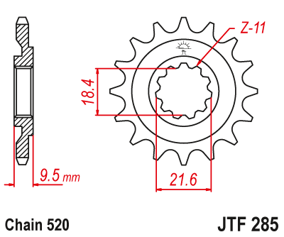 Звездочка ведущая JTF285.14 зубьев