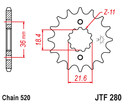 Звездочка ведущая JTF280.13 зубьев