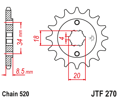Звездочка ведущая JTF270.12 зубьев