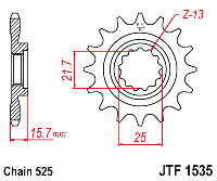 Звездочка ведущая JTF1535.15RB зубьев с демпфером