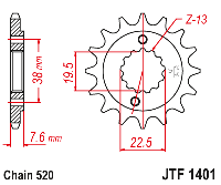 Звездочка ведущая JTF1401.13 зубьев