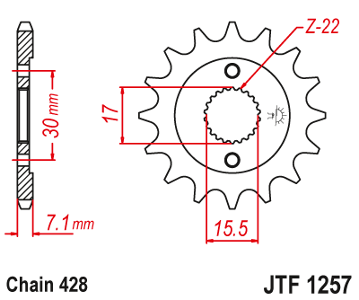 Звездочка ведущая JTF1257.14 зубьев