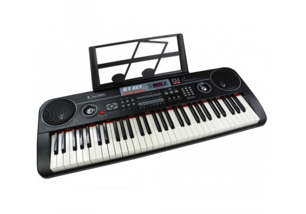 Детский синтезатор пианино с микрофоном, арт. 328-06 с USB (от сети и на батарейках) (черный)
