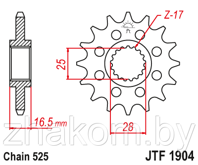 Звездочка ведущая JTF1904.17 зубьев