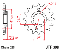 Звездочка ведущая JTF308.15 зубьев