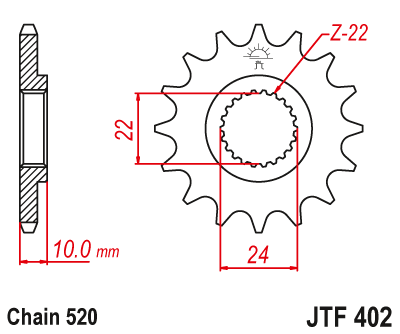 Звездочка ведущая JTF402.16 зубьев