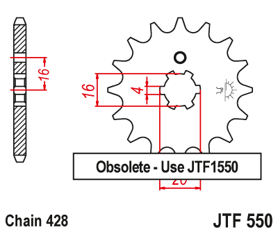 Звездочка ведущая JTF550.16 зубьев