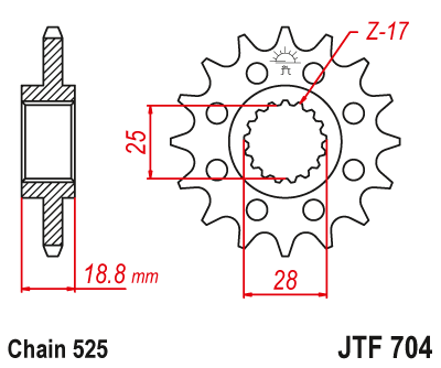 Звездочка ведущая JTF704.16 зубьев - фото 1 - id-p88881702