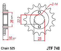 Звездочка ведущая JTF740.15 зубьев