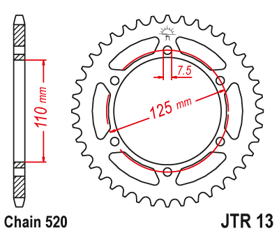 Звездочка ведомая JTR13.41 зубьев