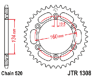 Звездочка ведомая JTR1308.42 зубьев