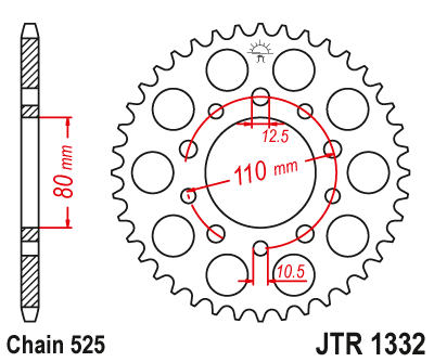 Звездочка ведомая JTR1332.44 зубьев