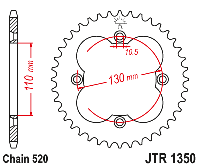 Звездочка ведомая JTR1350.38 зубьев