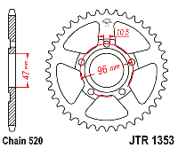 Звездочка ведомая JTR1353.40 зубьев