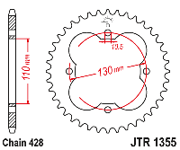 Звездочка ведомая JTR1355.50 зубьев