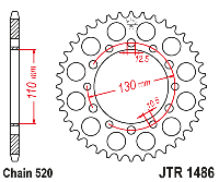 Звездочка ведомая JTR1486.42 зубьев