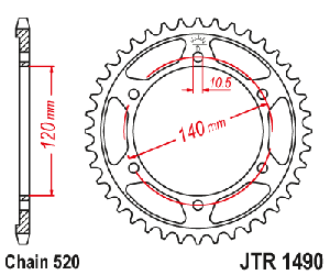 Звездочка ведомая JTR1490.45 зубьев