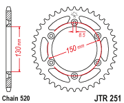 Звездочка ведомая JTR251.48SC зубьев