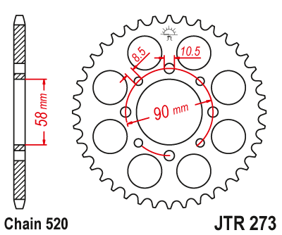 Звездочка ведомая JTR273.42 зубьев