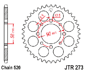 Звездочка ведомая JTR273.45 зубьев