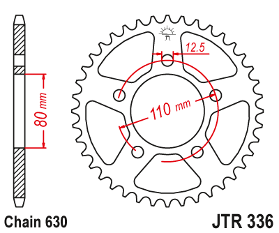 Звездочка ведомая JTR336.34 зубьев