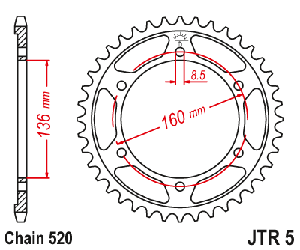 Звездочка ведомая JTR5.41 зубьев