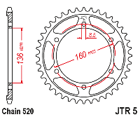 Звездочка ведомая JTR5.43 зубьев