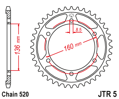 Звездочка ведомая JTR5.43 зубьев - фото 1 - id-p88882682