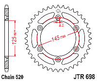 Звездочка ведомая JTR698.44 зубьев