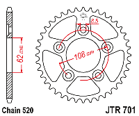 Звездочка ведомая JTR701.39 зубьев