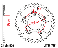 Звездочка ведомая JTR701.41 зубьев