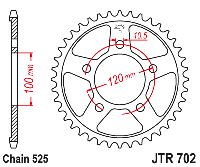 Звездочка ведомая JTR702.44 зубьев