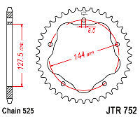 Звездочка ведомая JTR752.42 зубьев