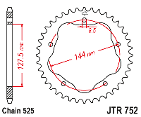 Звездочка ведомая JTR752.45 зубьев