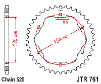 Звездочка ведомая JTR761.39 зубьев