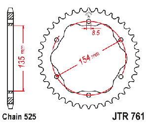 Звездочка ведомая JTR761.39 зубьев