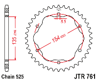 Звездочка ведомая JTR761.43 зубьев