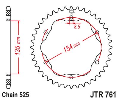 Звездочка ведомая JTR761.43 зубьев - фото 1 - id-p88882815