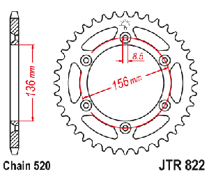 Звездочка ведомая JTR822.42 зубьев