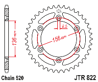 Звездочка ведомая JTR822.52 зубьев