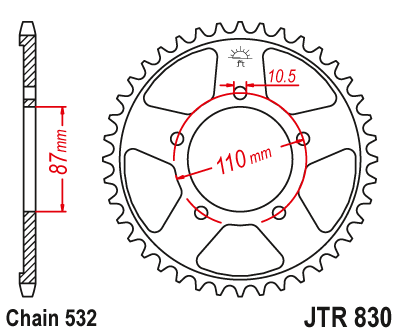 Звездочка ведомая JTR830.46 зубьев