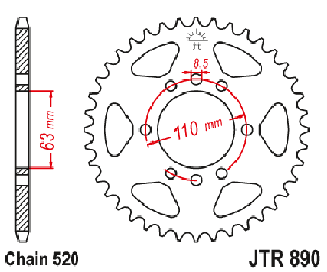 Звездочка ведомая JTR890.42 зубьев, ZBK