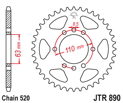 Звездочка ведомая JTR890.42 зубьев, ZBK