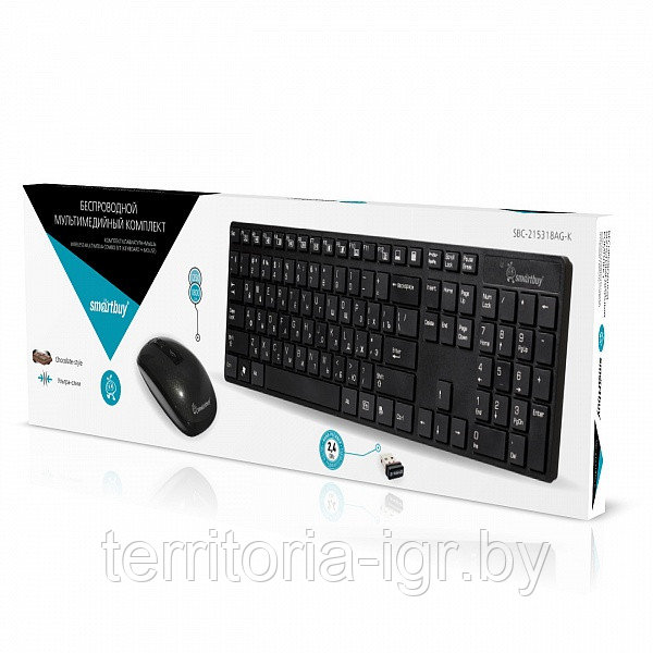Беспроводной набор Клавиатура+мышь SBC-215318AG-K черный Smartbuy