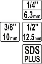 Набор адаптеров для торцевых головок SDS-PLUS-1/4, 3/8, 1/2, YATO, фото 2