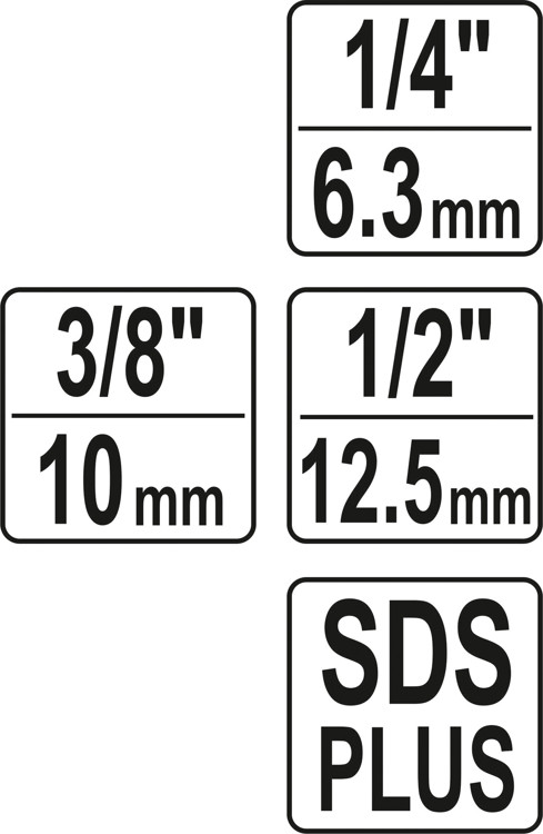 Набор адаптеров для торцевых головок SDS-PLUS-1/4, 3/8, 1/2, YATO - фото 2 - id-p89108887